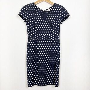 Banana Republic Navy and White Polka Dot Midi Dress Short Sleeve Size 4